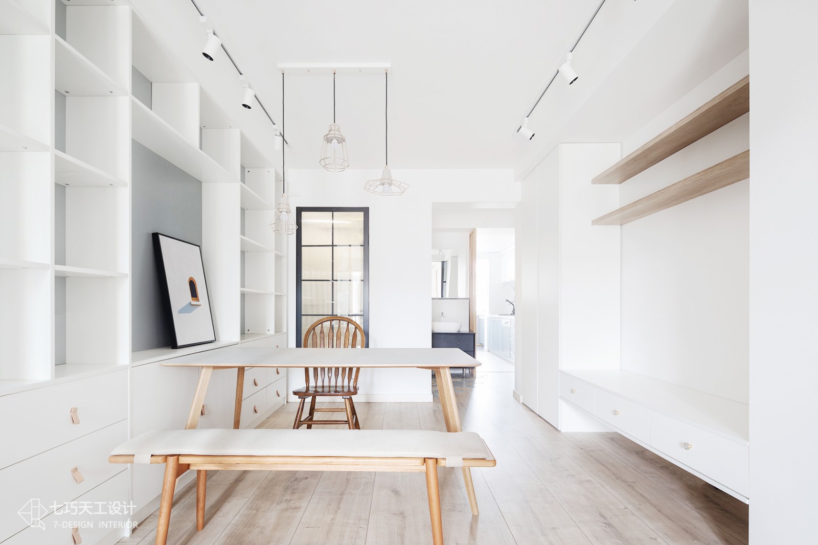 客廳木地板裝修效果圖52㎡極致改造，全屋只留8件家現(xiàn)代簡約客廳設計圖片賞析