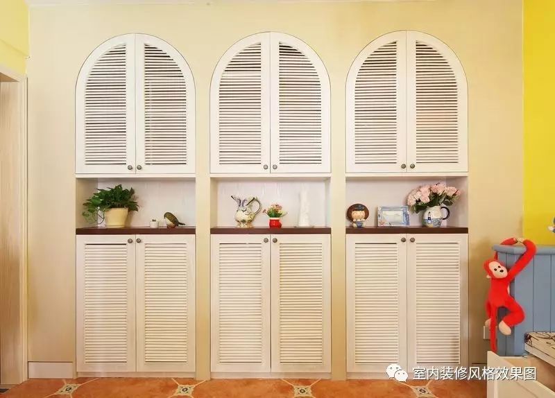 8萬(wàn)裝修93平米地中海風(fēng)格小三房，書房榻榻米和吊頂柜收納性極好