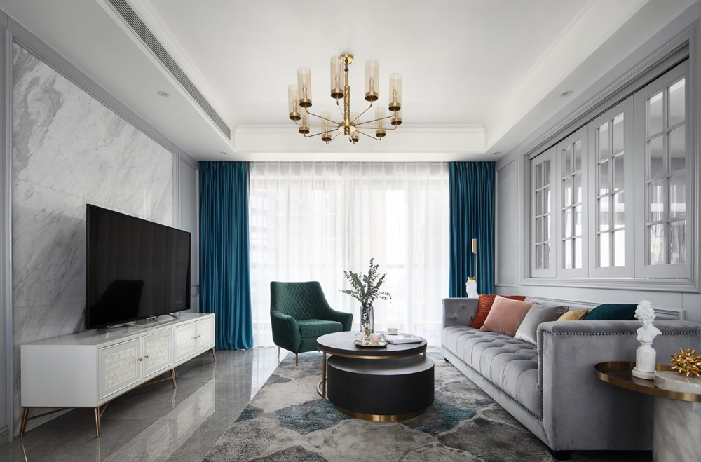 客廳窗簾裝修效果圖客廳“開”窗，書房搭帳篷！美式經(jīng)典客廳設(shè)計圖片賞析