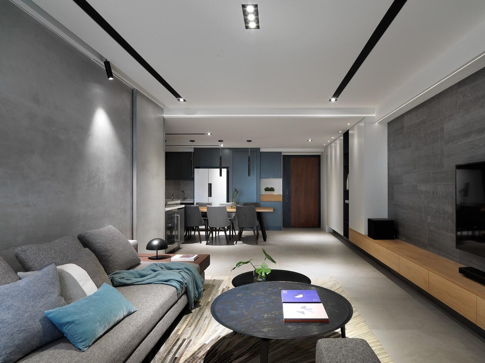 大戶型現(xiàn)代簡約風，灰色與原木色搭配，客廳這樣裝更有質(zhì)感