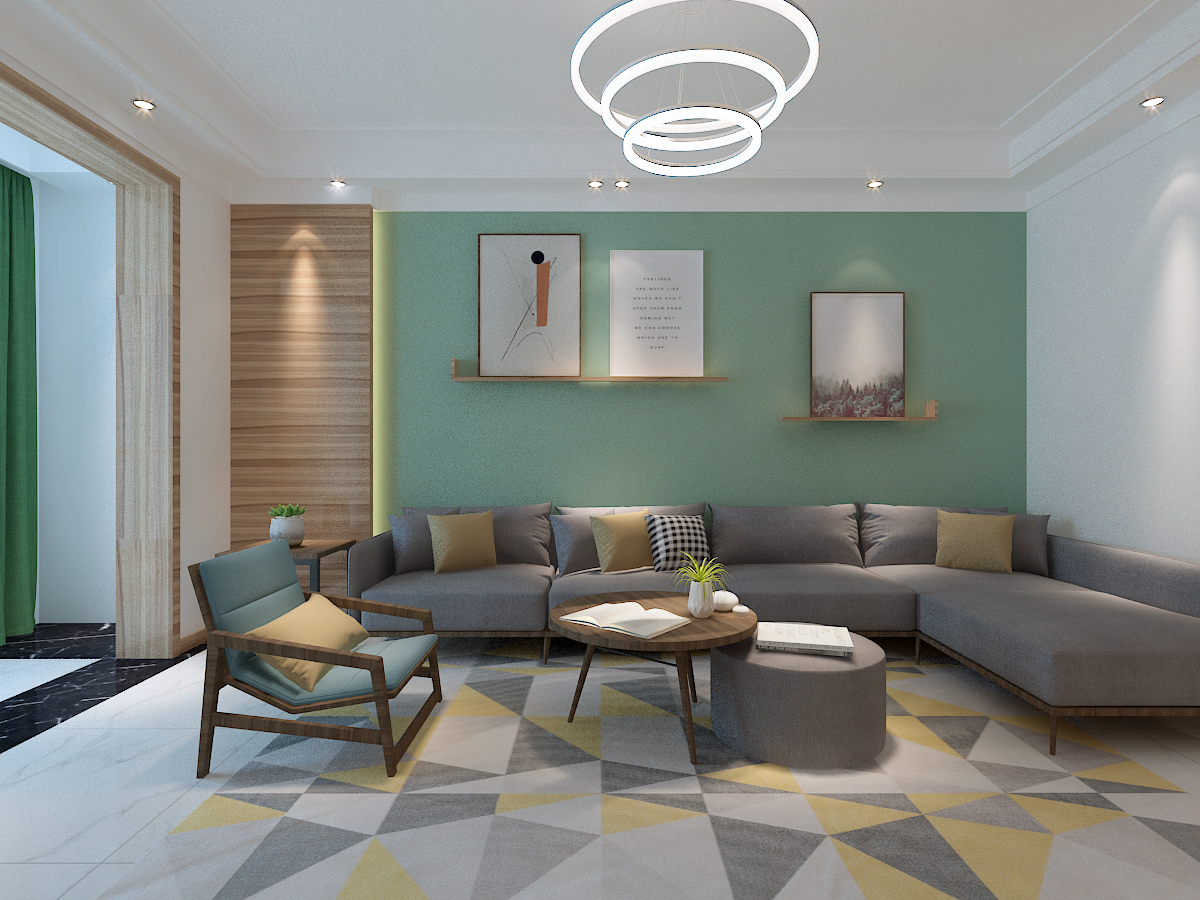 客廳窗簾裝修效果圖現代雲喜郡現代簡約客廳設計圖片賞析