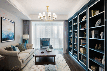 130㎡美式風(fēng)格四居，用一面墻的書柜，給生活以“詩和遠(yuǎn)方”~