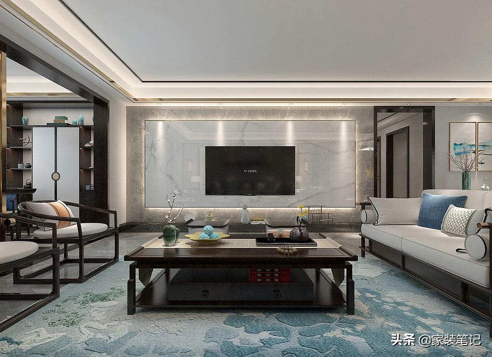 175平米的新中式風(fēng)格，看到客廳后，被深深吸引，大氣和韻味并存