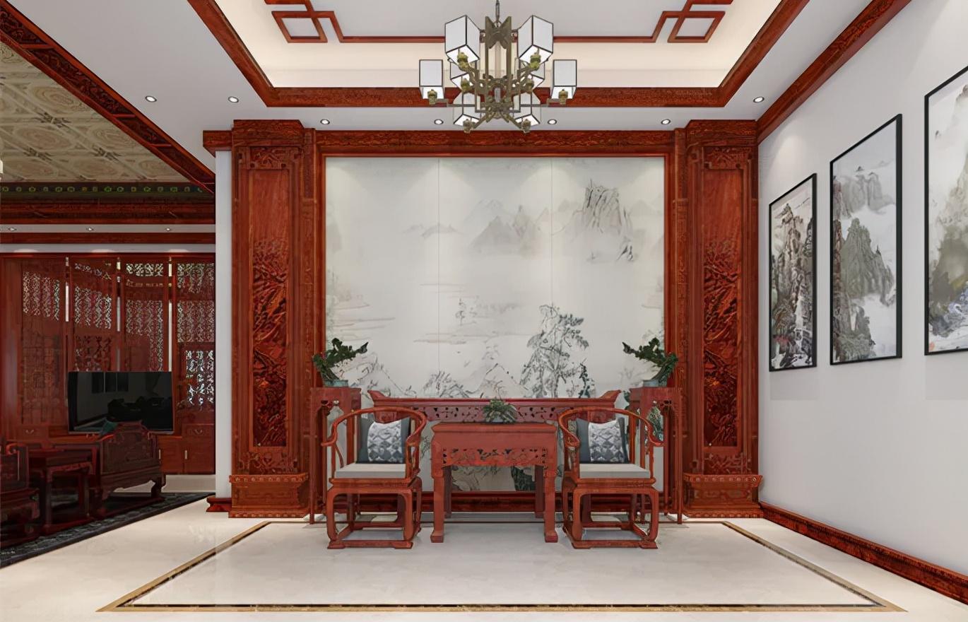 武漢夫妻的215㎡別墅，全屋堅(jiān)持紅木元素，里面的裝修古典又大氣