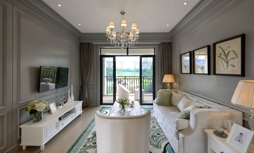 客廳窗簾裝修效果圖吉安市房屋裝修設(shè)計(jì)，二手房，套美式經(jīng)典客廳設(shè)計(jì)圖片賞析